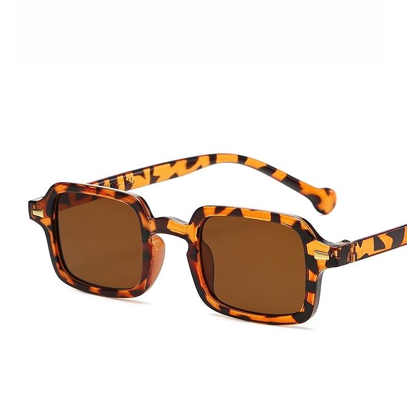 Vintage Square Sunglasses Woman Retro Rivet Yellow Glasses Female  Designer Fashion Black Shades UV400 Oculos De Sol