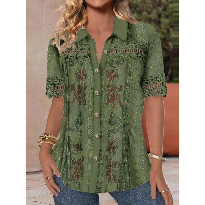 BITCED Women s Fashion Casual Short Sleeve POLO Neck Blouses & Shirts S