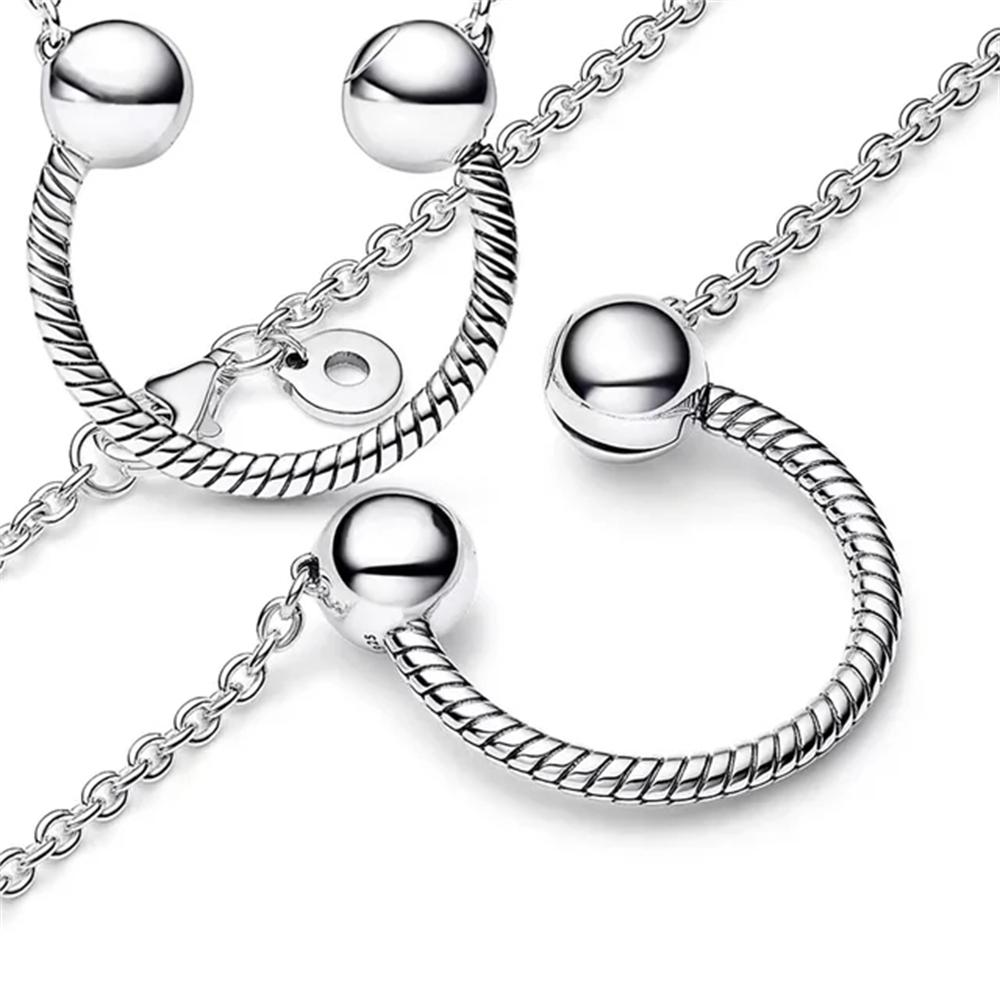 Fine 45Cm Copper Plated Snake Chain Necklace Heart Pendant Suitable For Original Bead Charm Diy Jewelry Gifts