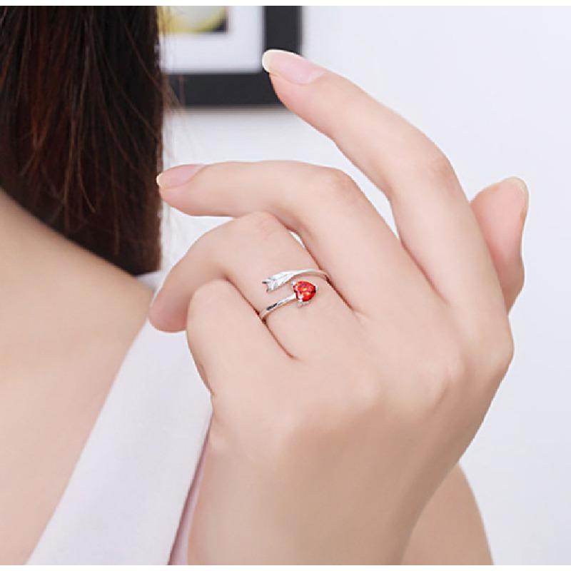 Fashion Commuter Simple Silver Ring 925 Silver Heart Shape Heart-Shaped Ring