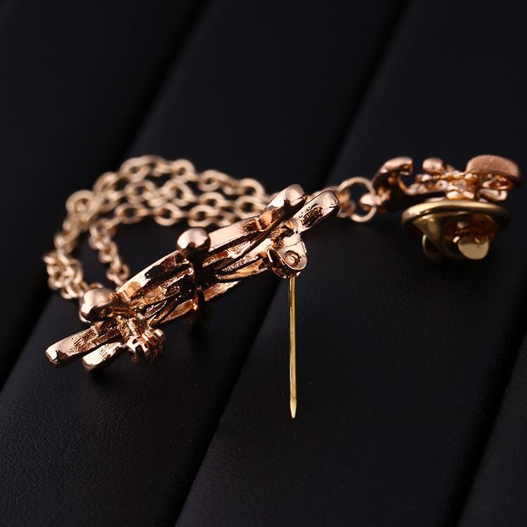 Z97 Brooch, Chain Rudder Collar Pin, Creative Collar Clip Collar Flower Suit Accessories