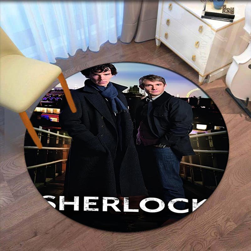 Sherlock Printed Round Rug Carpet Chair Rug Area Rug Entryway Doormats,for Office Chair Living Room Bedroom Kitchen Room.