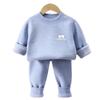 Children's Fleece-Lined Orlon Pajama Set for Boys and Girls - Warm Autumn/Winter Wear