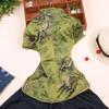 Blusa Elegante de Satén para Mujer Estampado de Flores Camisa Cheongsam Estilo Chino Tradicional Ropa Tang Disfraz de Verano Otoño