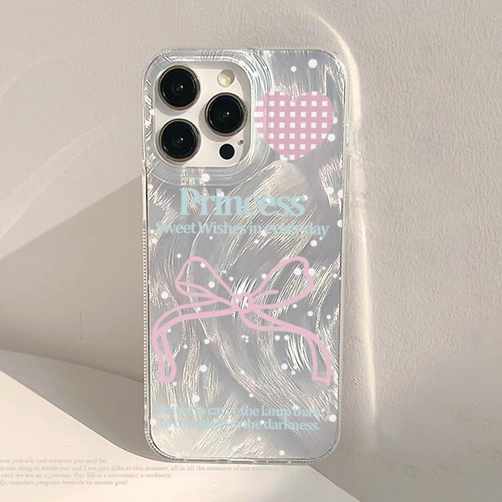 Ins Girl Powder Love Butterfly Suitable for iPhone17promax Laser Mobile Phone Case 14/15 Large Hole 13 Anti-drop
