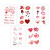 10 Stück temporäre Tattoo-Aufkleber, rotes Herz, Lippen, Rose, wasserdicht, gefälschte Aufkleber, Körperkunst-Tattoos für Valentinstag, Geburtstage