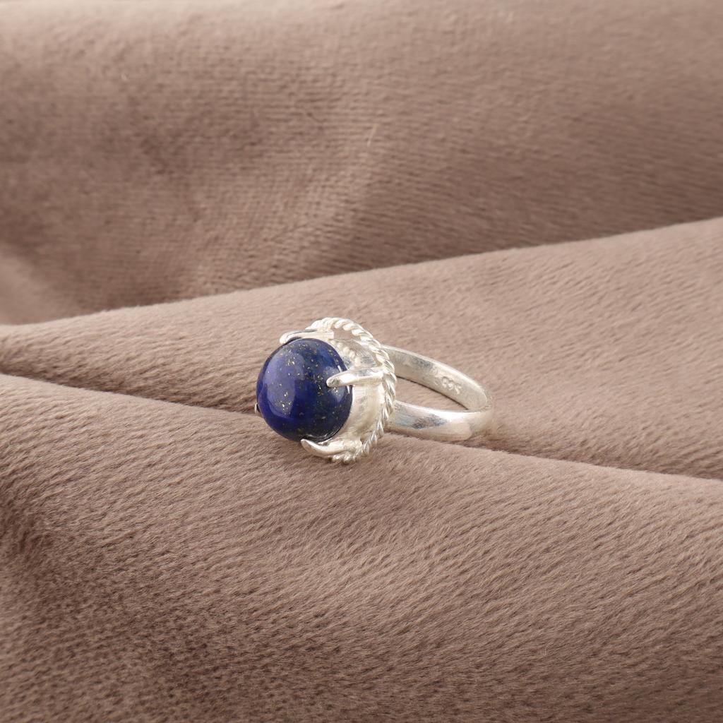 Lapis Lazuli Ring, Handgjord Ädelstensring, 925 Massiv Sterling Silver Ring Antika Smycken, För Förlovningsgåva
