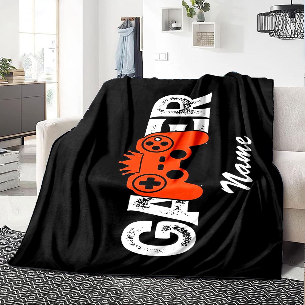 Custom Name Game Controller Theme Printed Blanket - Perfect for Couch, Bed, Travel & Outdoor Use | Machine Washable, Cozy & Durable.