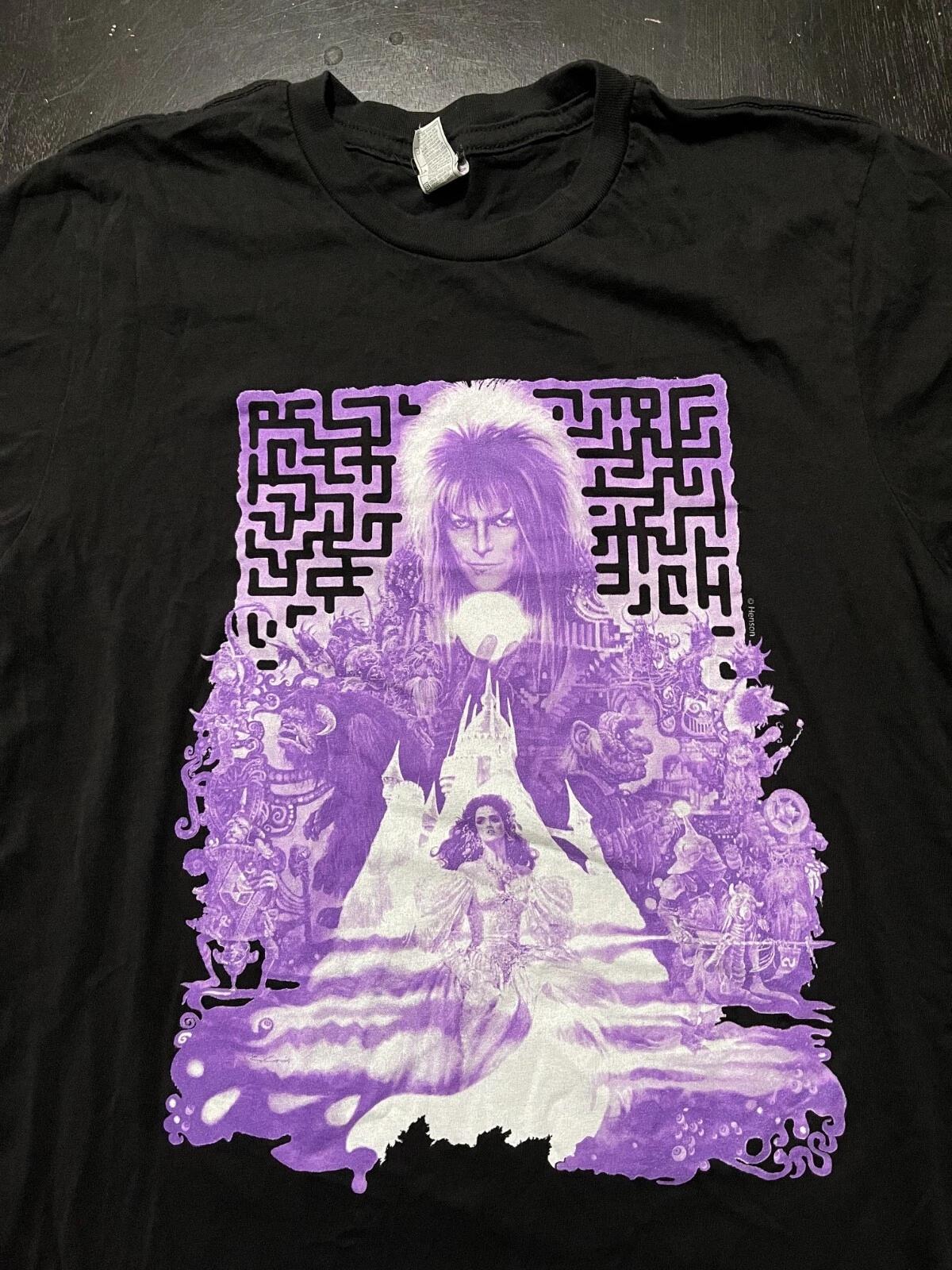 Labyrinth Movie David Bowie 100% Cotton T-shirt Mens Tees Top, Black, Size: Small 3XL