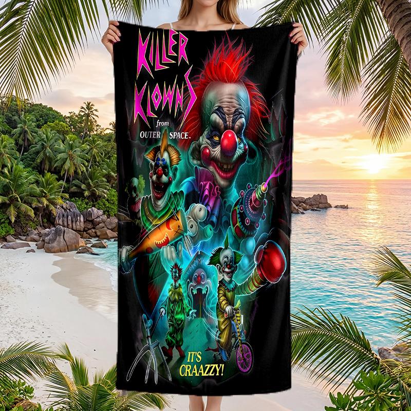 Horror Clown Circus Fashion Beach Towel: Ideal for Summer Adventures Soft, absorbent and quick drying suitable for swimming and bathing