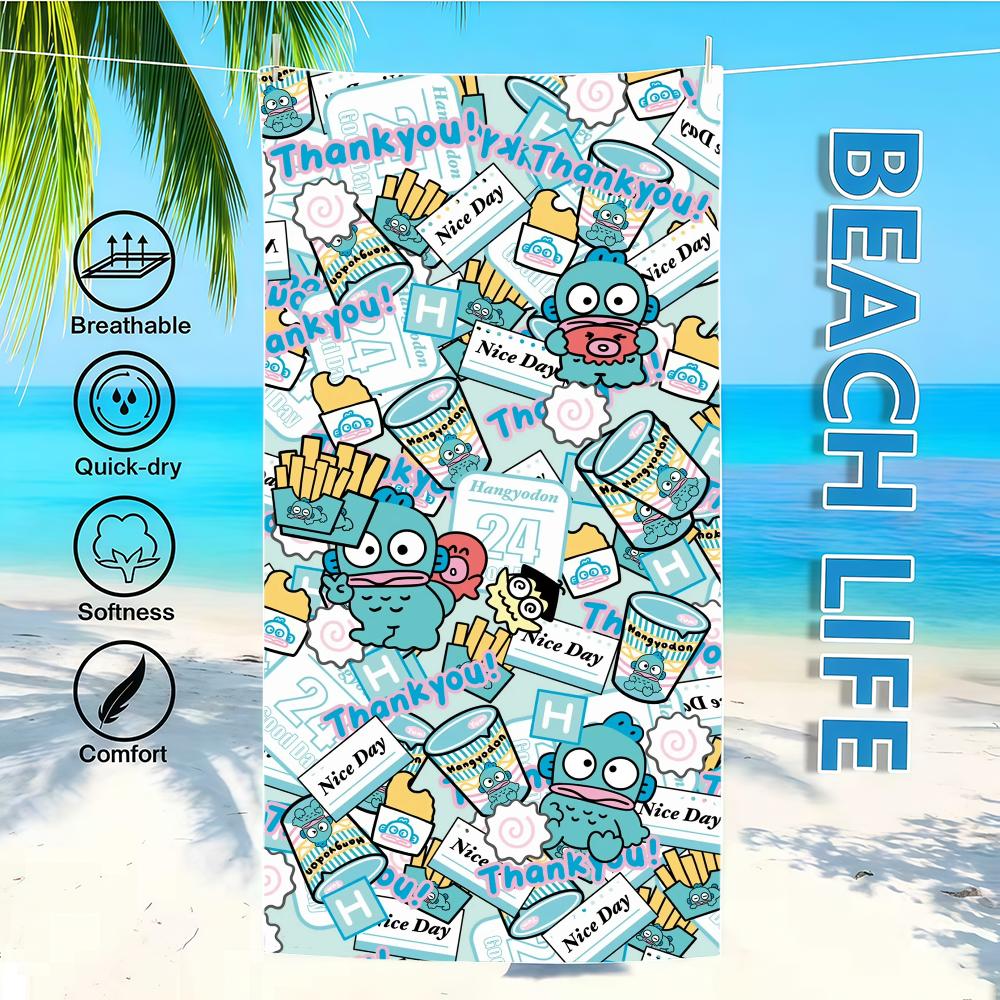 Cartoon Towel Textile Stitching Bathrobe Beach Quick-Drying Lightweight Portable Camping Swim K-KittyS SRO Pool Travel