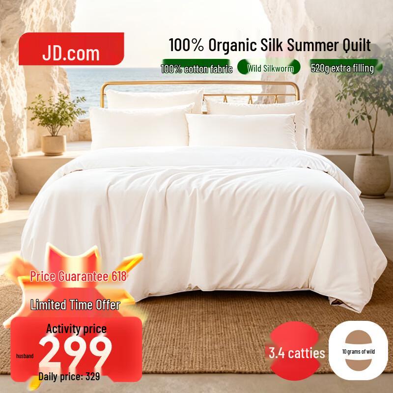 Jingdong Crafted 100% Tussah Silk Quilt 220 x 240 cm