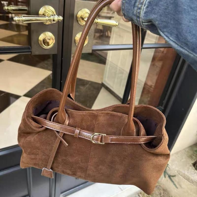 Korean Retro Velvet Underarm Bag, Tote Shoulder Bag, Large Capacity Commuter Bag for Women