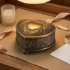 HeartShaped Jewelry Box VelvetLined Container Embossed Antique Case