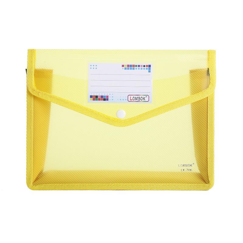 Colorful File Folder with Label Pocket Horizontal Snap Button Portable Examination Paper Document File Organizer Bag School Supplies