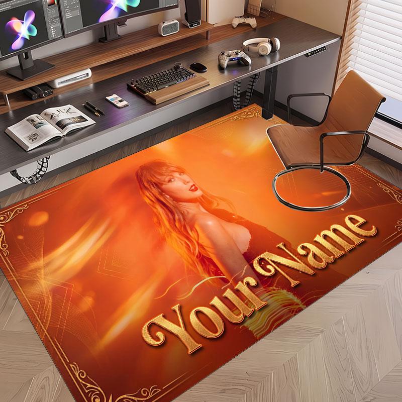 Custom Name Crystal Velvet Rug,Taylor Swift Comfortable Anti Slip Floor Mat For Room Decoration