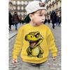 Autumn/Winter Children's Trendy Sweatshirt with Fun Cartoon Dinosaur Print, O-Neck Long Sleeve Pullover for Boys