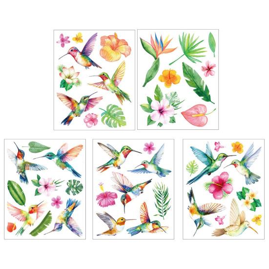 

5Pcs Window Stickers Electrostatic-Adsorbed Flower and Bird Wall Home Decoration for Bathroom Kitchen Living