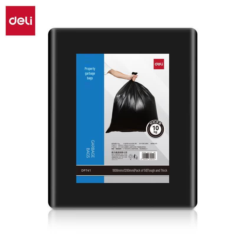 Deli DP741 Heavy-Duty Black Garbage Bags 100x120cm