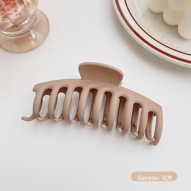 Versatile Milk Coffee Hair Clip: Large, Simple Shark Design for Women