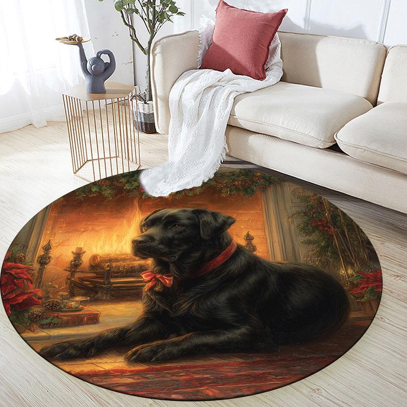 Christmas Dogs pattern round rug,Carpet Rug for Living Room Bedroom Playroom ,Non-slip Floor Mat,Holiday Gifts and Birthday Gifts.