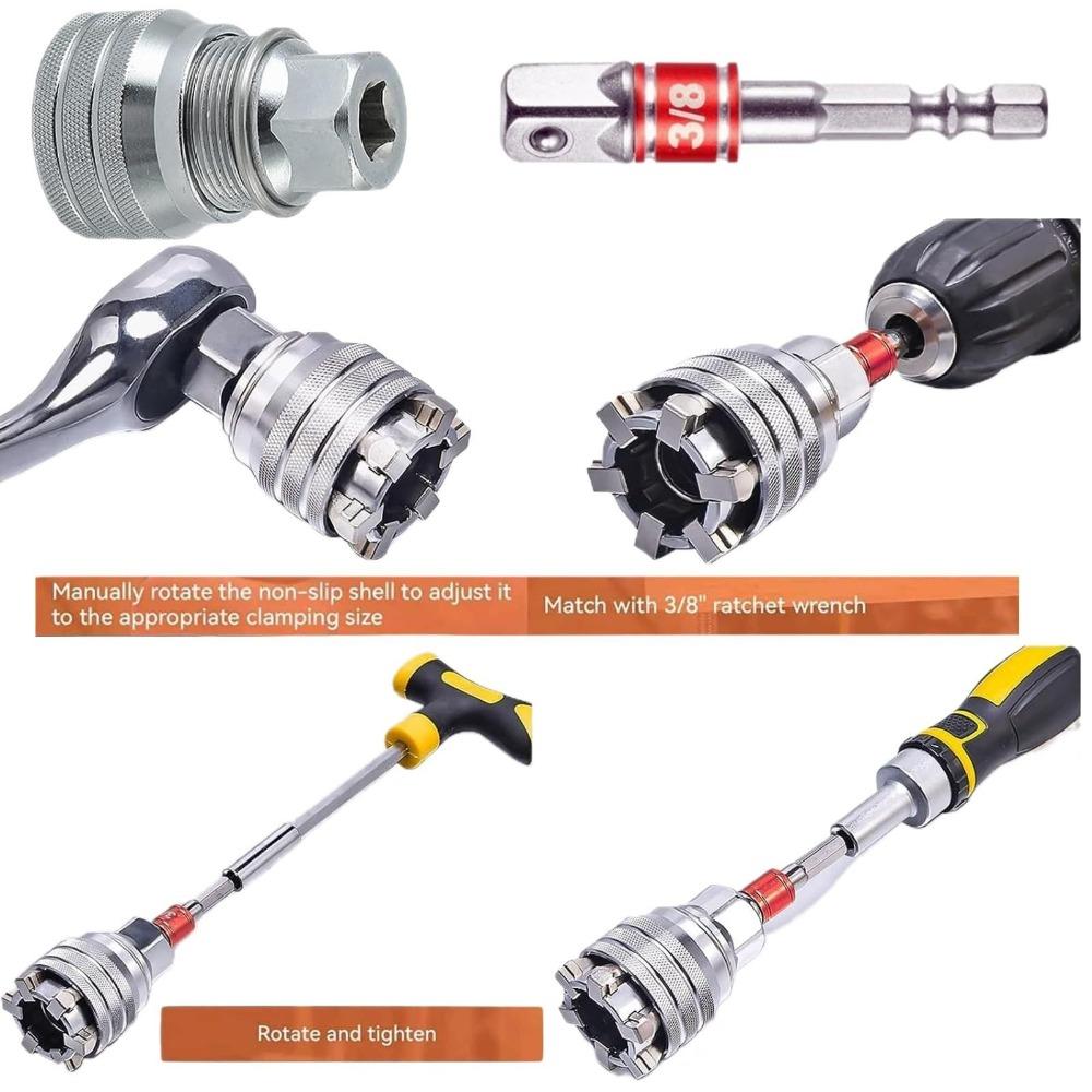 Multifunctionele Universele Dopsleutel Set Zeskantkop 10mm-19mm Elektrische Sleutel Dop Converter Ratel Momentsleutel