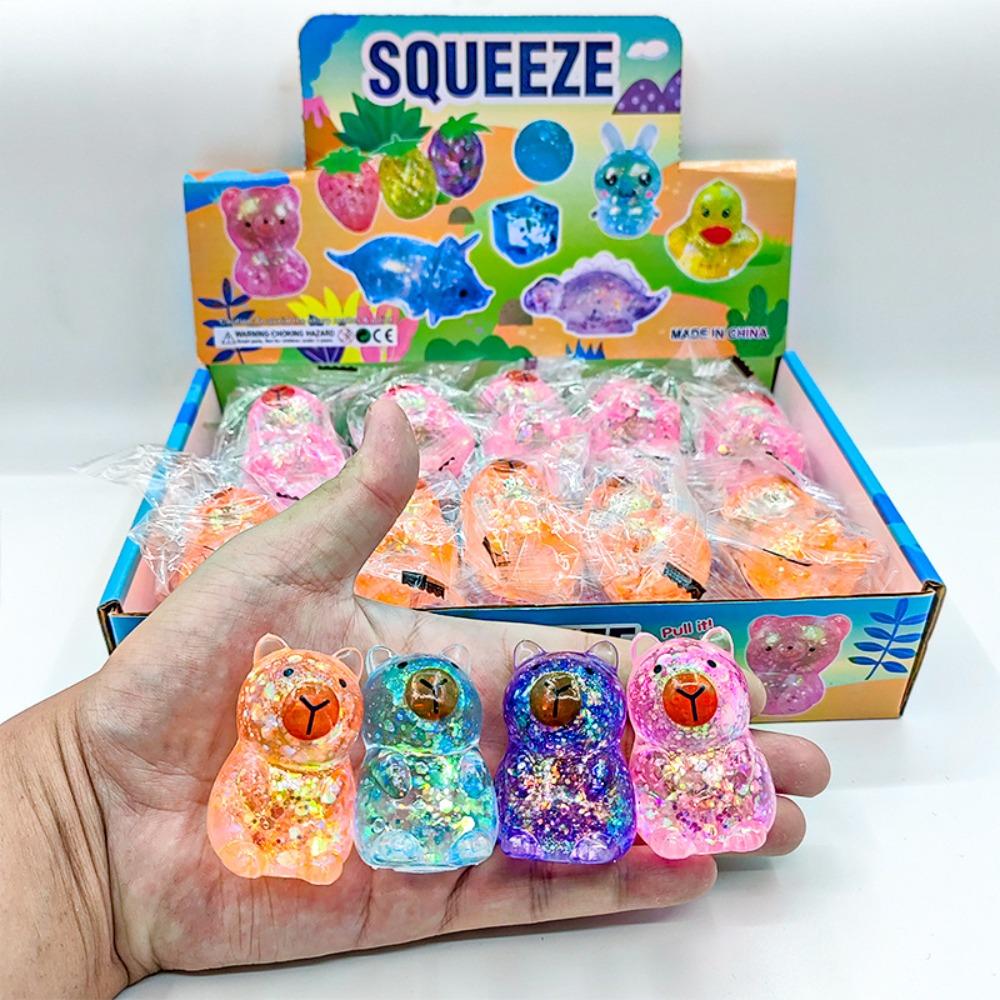 Mini Cartoon Capybara Decompressie Speelgoed Zacht Glitter Gummy Fidget Speelgoed Knijpen en Stressverlichtingsgereedschap Anti Stress Knijpspeelgoed G blue