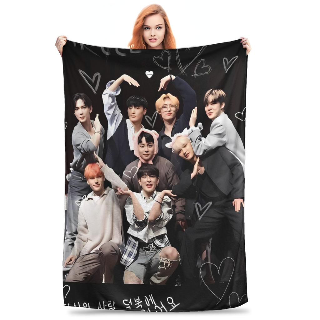 Soft Warm BlanketKids Decorative Kpop Ateez Band Throw Blanket Flannel Bedspread For Living Room Funny Sofa Bed Cover