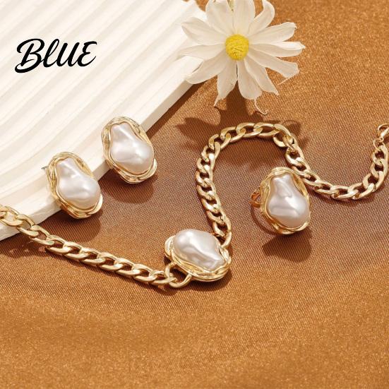 Vintage Faux Pearl Jewelry 3Pcs/Set Baroque Set Irregular Set Necklace