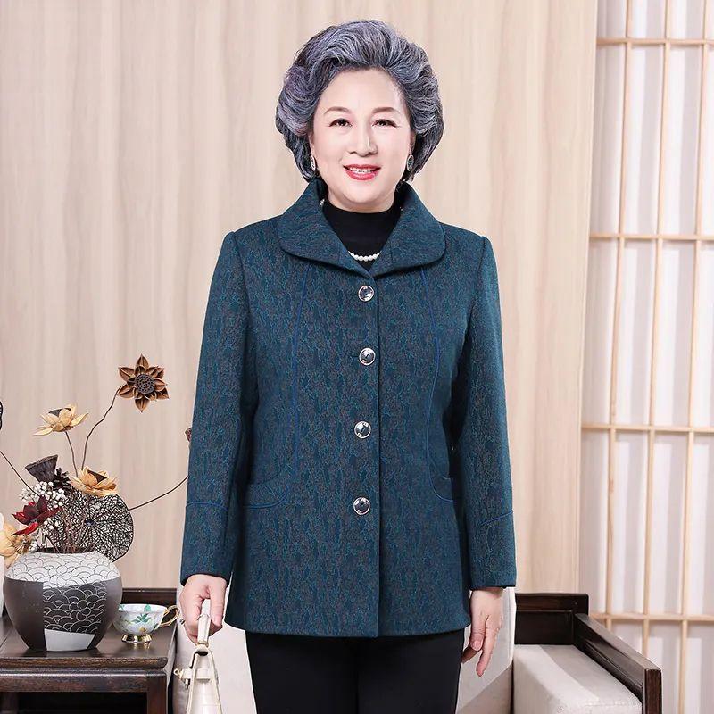 Fashionable Spring Autumn Outerwear for Senior Women Luxury Grandma Clothing Stylish