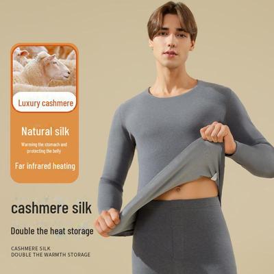 Pánska a dámska kašmírová hodvábna bezšvová termobielizeň s hrubou zamatovou podšívkou do chladného počasia