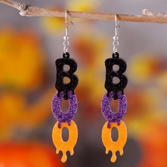 Sød Halloween Gave til Hende 1 Par Glitrende BOO Øreringe, Skinnende Akryl Sort Lilla Orange Sjove Festlige Festtilbehør Boo Dangle Drop Øreringe