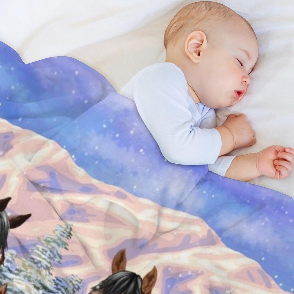 Bay Appaloosa Quarter Horses In Winter Snow Throw Blanket Sofa Blankets Ands Christmas Decoration Softest Blankets