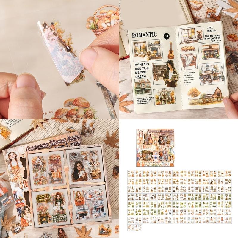 Seasonal Flower PET Sticker Aesthetic Sticker for Scrapbooking Notebook Journal Water Bottle Laptop Skateboard Packaging