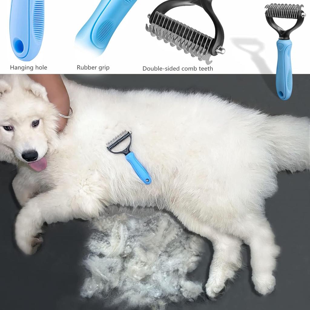 Cat Hair Removal Comb Dog Hair Removal Brush Stainless Steel Double Sided Pet Grooming Brush Removing Tangles Cat Accessories