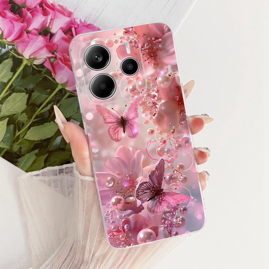 

For Xiaomi Redmi Note 14 4G Case New Fashion Flower Bowknot Soft Slim Silicone Back Cover For Redmi Note 14S Note14 5G Protector Redmi Note 14S 4G