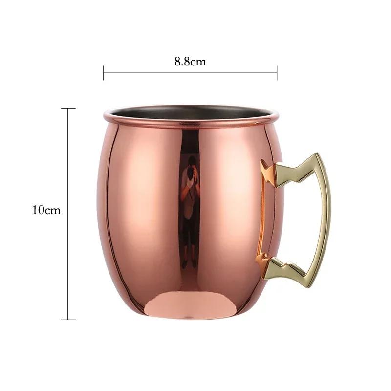 500ml Moscow Mule Mug Stainless Steel Cup Beer Mug Iced Coffee Cup Hammered Copper Plated Cup for Cocktail Drinks Bar Drinkware