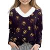 Christmas Day Girls Long Sleeve T Shirts Kids  Girls' V-Neck Tee Christmas Print Long Sleeve Top