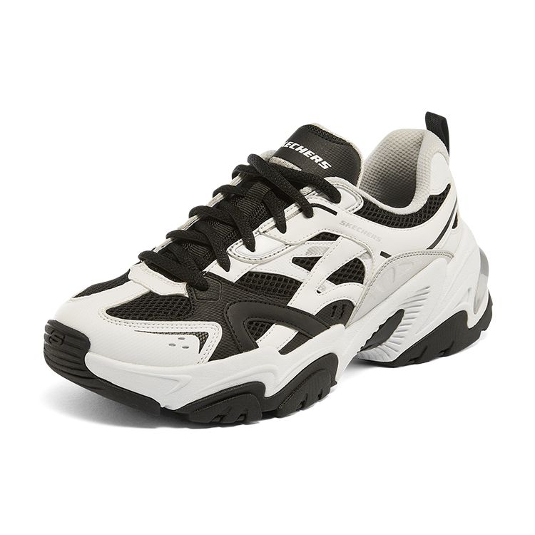 Skechers Stamina V2 Functional Retro Wear-Resistant Increased Height Low-Top Dad Shoes Women Sneaker Black White 149514-WBK