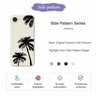 For iPhone 16e Case Coconut Tree Pattern Printing Straight Edge TPU Phone Back Cover