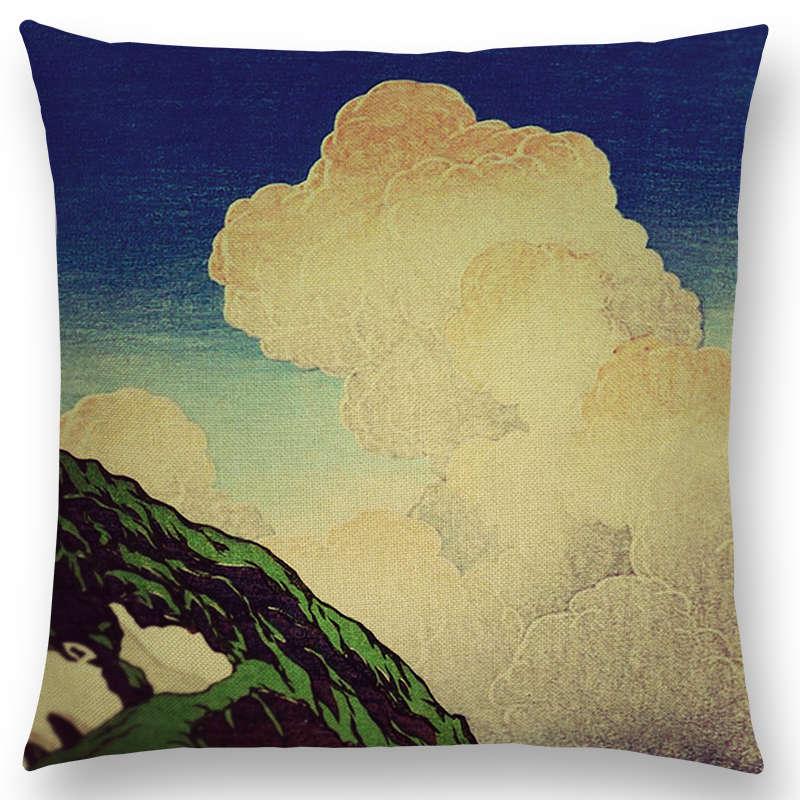 Mount Fuji Spring Pillow Cover Landscape Painting Cushion Cover Four Seasons Nature Scenery Fuji Mountains Sofa Pillow Case