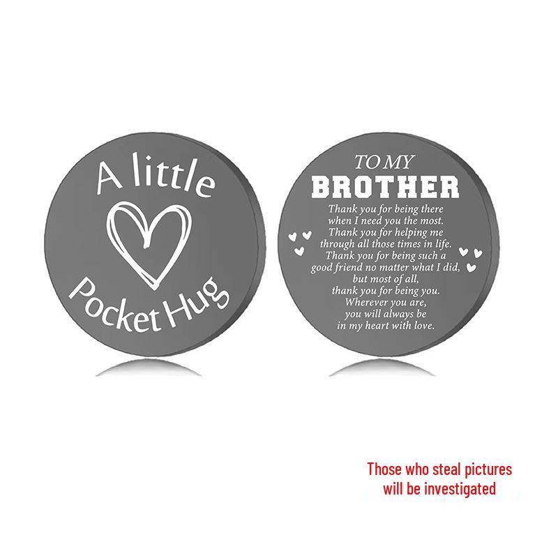 Lucky Charm Motivational Coin: Engravable Stainless Steel Couple & Family Gift Ornament.
