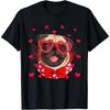 Cute Pug Dog With Heart Glasses Happy Valentine's Day Boys Girls Cotton Men T Shirt