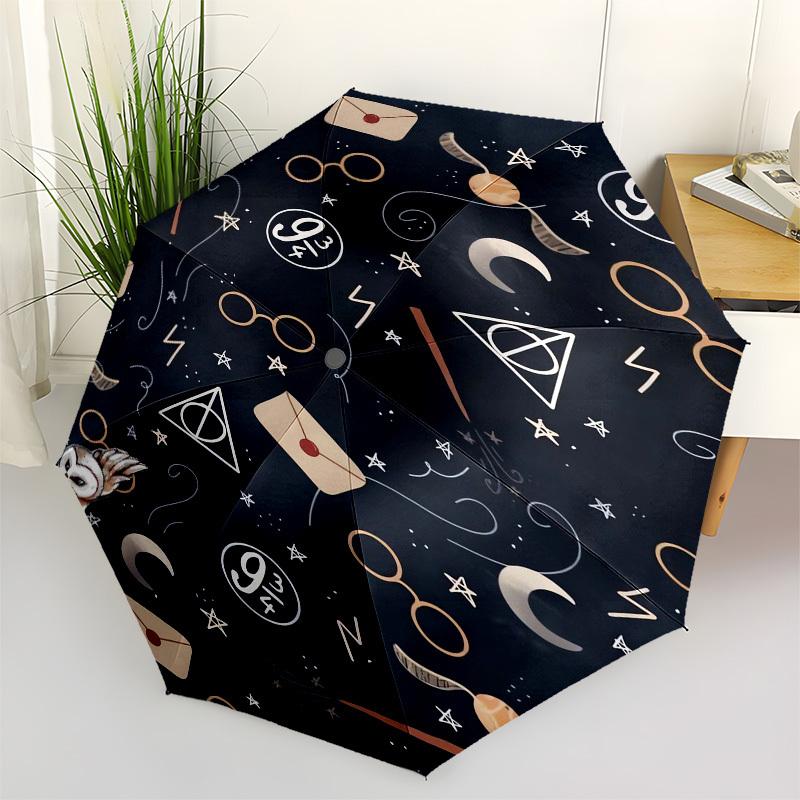 

1pc Harry Potter Inspired Circular Print Umbrella with Plastic Handle,Suitable for All Seasons Travel Outdoor Multi-functional UmbrellaDCS134