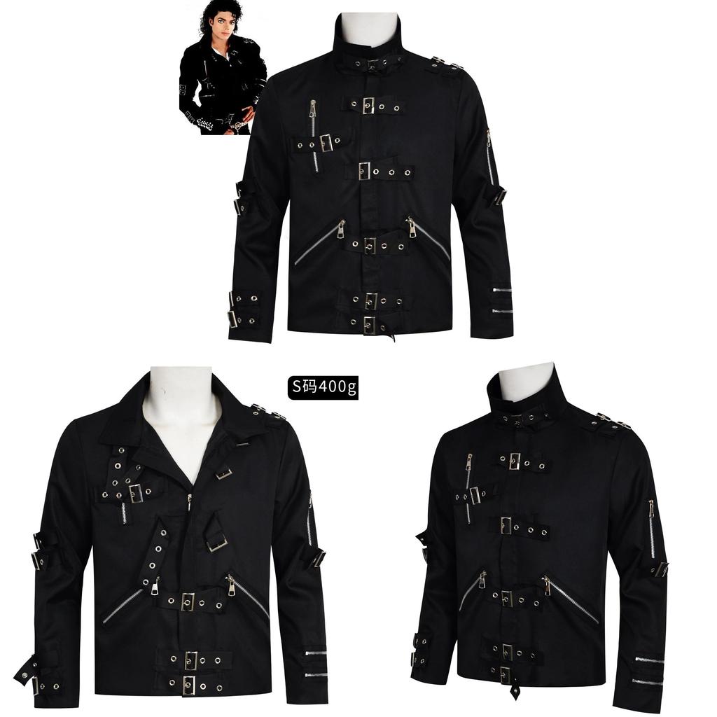 Michael Jackson Cosplay Stage Punk Jacket With Metal Details For Performers