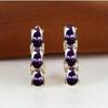 French Style Light Luxury Gold Three Oval Diamond Earrings Buckle Stylish and Fashionable Earring Accessory