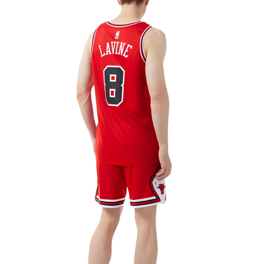 Nike Letter Number Print Color Block Round Neck Basketball Jersey Player Edition Chicago Bulls Away Zach Lavine 8 Unisex Jersey Red AV2627-657