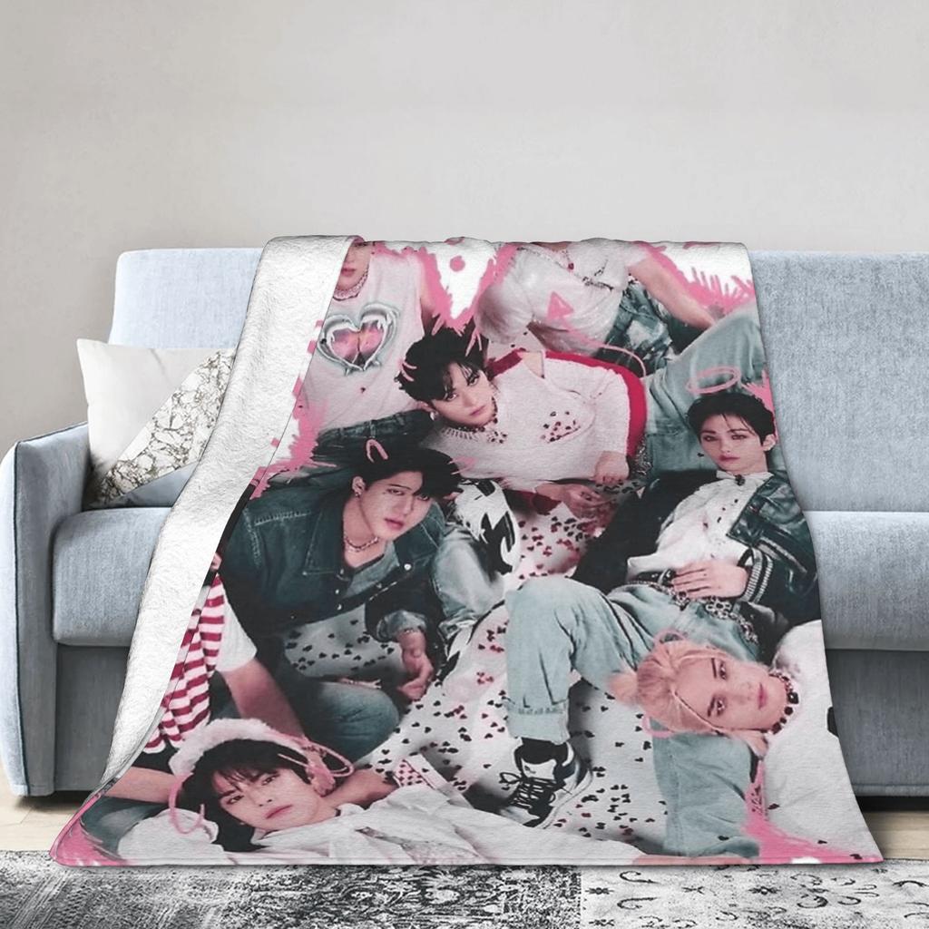 KPOP-Like-Stray-K-Kids Plush Blanket Kids Adult Flannel Throw Blanket For Bedroom Soft Bedspread Birthday Gift