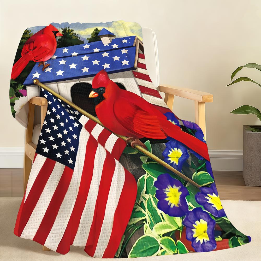 Vibrant Patriotic Cardinal Garden Blanket Soft Throw Blanket for Home Bedroom Bed Sofa Picnic Travel Office Cover Blanket Gift
