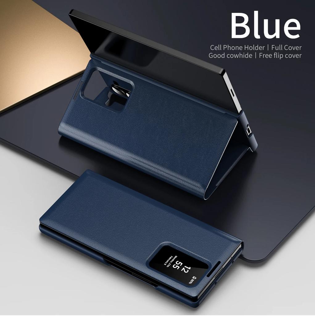 High-end Original View Smart Window Wallet Leather Case For Samsung Galaxy Z Fold 7 6 5 4 3 Skin Feel Shockproof Protect Cover